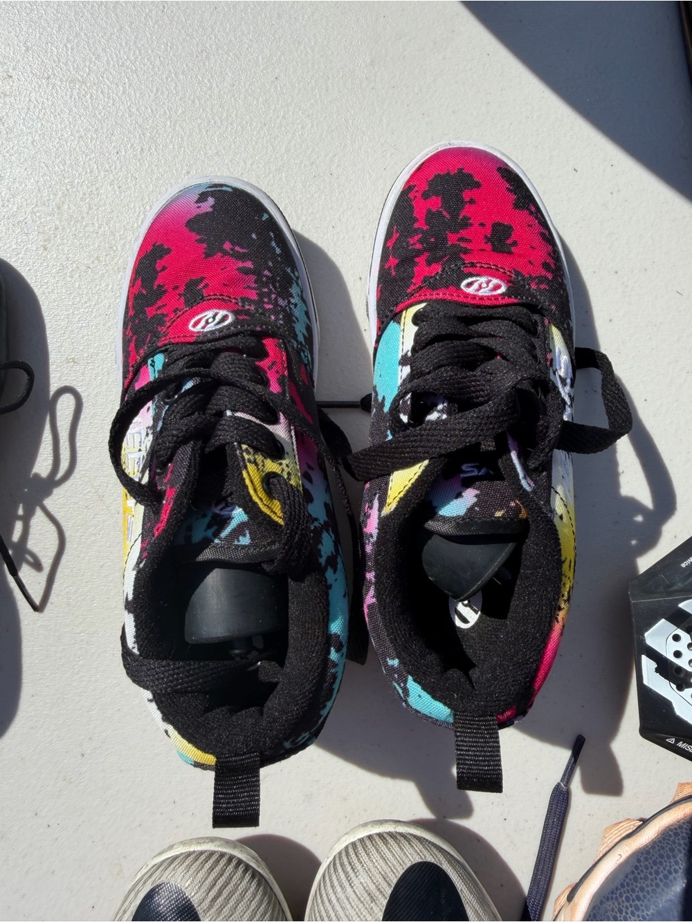 Heelys Kids Black Sneakers with Pink & Teal Splatter